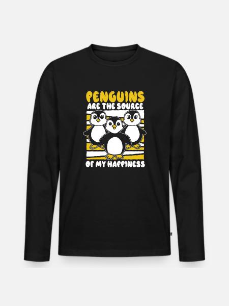 Pingviner är källan till min lycka sjöfågel - Ekologisk långärmad premium-T-shirt herr - svart