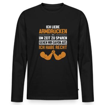 Armdrücken hat immer Recht Techniques Exercise - Männer Premium Bio Langarmshirt - Schwarz - Vorne - Nico (187cm)