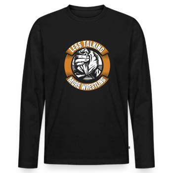 Less Talking More Wrestling Exercise Trainer Arm - Männer Premium Bio Langarmshirt - Schwarz - Vorne - Nico (187cm)