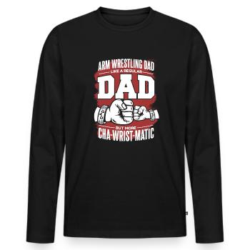 Bras de fer Papa Comme un papa régulier Exercice Bras - T-shirt manches longues Premium bio Homme - noir - Devant - Nico (187cm)