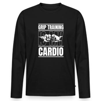 Training Is My Cardio Exercise Techniques - Men's Premium Organic Long Sleeve Shirt - black - Front - Nico (187cm)