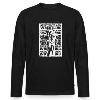 Accro aux techniques de bras de fer Bras d’exercice - T-shirt manches longues Premium bio Homme - noir - Devant - Nico (187cm)