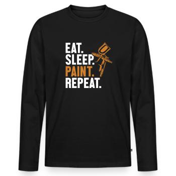 Eat Sleep Paint Repeat Vehicle Car Spray Car - Men's Premium Organic Long Sleeve Shirt - black - Front - Nico (187cm)