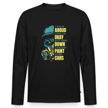 Au fond de moi, je veux peindre plus de voitures Automobile Voiture - T-shirt manches longues Premium bio Homme - noir - Devant - Nico (187cm)
