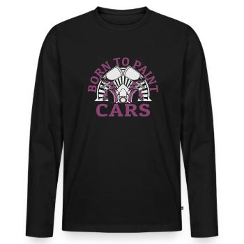 Born To Paint Cars Automotive Vehicle Car Spray - Men's Premium Organic Long Sleeve Shirt - black - Front - Nico (187cm)