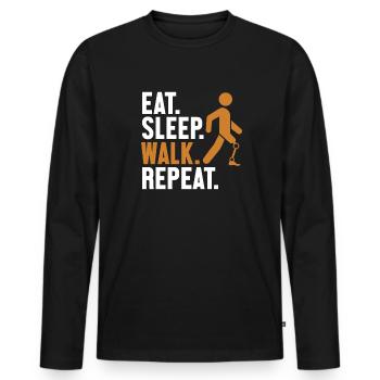 Manger Sommeil Marche Répétition Prothèse Pied Utilisateur Jambe - T-shirt manches longues Premium bio Homme - noir - Devant - Nico (187cm)