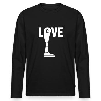 Amour Jambes Artificielles Prothèse Pied Utilisateur Jambe - T-shirt manches longues Premium bio Homme - noir - Devant - Nico (187cm)
