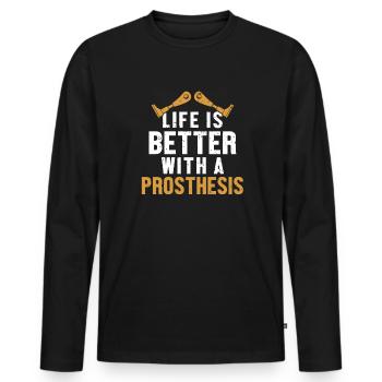 Das Leben ist besser mit einer Beinprothese - Männer Premium Bio Langarmshirt - Schwarz - Vorne - Nico (187cm)