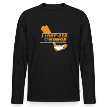 J’ai perdu ma jambe, pas mon humour, des jambes artificielles, une jambe d’utilisateur - T-shirt manches longues Premium bio Homme - noir - Devant - Nico (187cm)