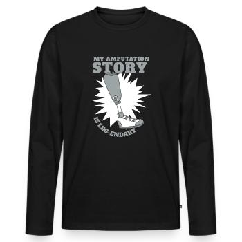Meine Amputationsgeschichte ist legendäres Benutzerbein - Männer Premium Bio Langarmshirt - Schwarz - Vorne - Nico (187cm)