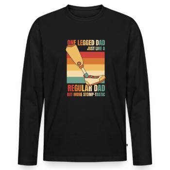 Einbeiniger Vater genau wie ein normaler Vater Benutzerbein - Männer Premium Bio Langarmshirt - Schwarz - Vorne - Nico (187cm)