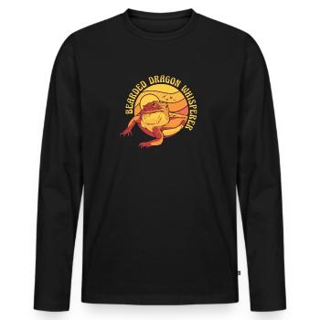 Bearded Dragon Whisperer Pogona Pet Lizard - Men's Premium Organic Long Sleeve Shirt - black - Front - Nico (187cm)