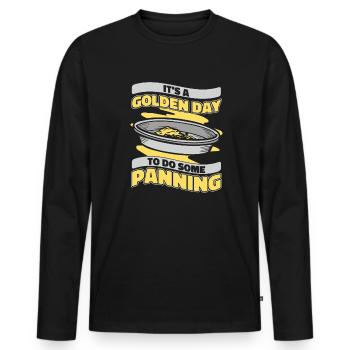 Es ist ein goldener Tag, um Miner Gold zu waschen - Männer Premium Bio Langarmshirt - Schwarz - Vorne - Nico (187cm)