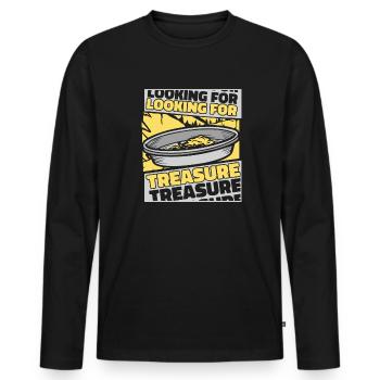 Looking For Treasure Prospecting Miner Gold - Men's Premium Organic Long Sleeve Shirt - black - Front - Nico (187cm)