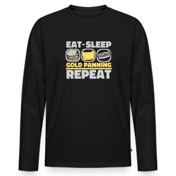 Eat Sleep Gold Panning Repeat Prospecting Miner - Männer Premium Bio Langarmshirt - Schwarz - Vorne - Nico (187cm)