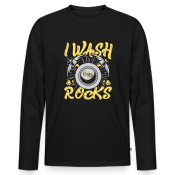 Ich wasche Steine, Schürfen, Seifenabbau, Minen, Gold - Männer Premium Bio Langarmshirt - Schwarz - Vorne - Nico (187cm)