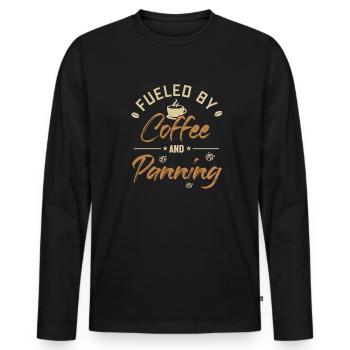 Fueled by Coffee and Panning Prospecting Miner - Men's Premium Organic Long Sleeve Shirt - black - Front - Nico (187cm)