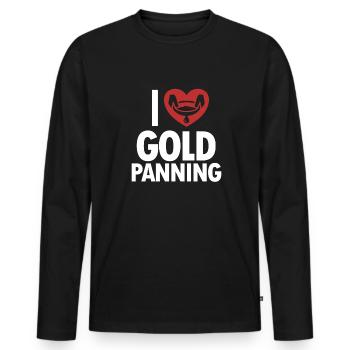 J’aime l’orpaillage, la prospection, l’exploitation des placers, l’exploitation minière - T-shirt manches longues Premium bio Homme - noir - Devant - Nico (187cm)