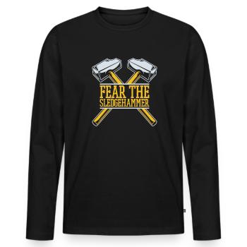 Angst vor dem Vorschlaghammer Home Wrecker Experts House - Männer Premium Bio Langarmshirt - Schwarz - Vorne - Nico (187cm)