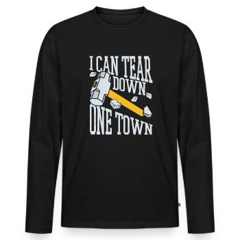 Ich kann ein Bauwerk in der Stadt abreißen - Männer Premium Bio Langarmshirt - Schwarz - Vorne - Nico (187cm)
