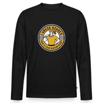 Ich zerstöre Häuser Was ist dein Superkrafthaus - Männer Premium Bio Langarmshirt - Schwarz - Vorne - Nico (187cm)