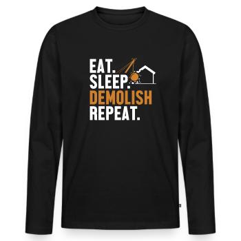 Manger Dormir Démolir Répéter Maison D’amélioration De L’habitat - T-shirt manches longues Premium bio Homme - noir - Devant - Nico (187cm)