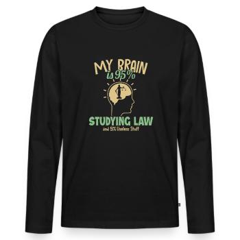 Mein Gehirn studiert zu 95% Jurastudenten - Männer Premium Bio Langarmshirt - Schwarz - Vorne - Nico (187cm)