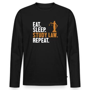 Eat Sleep Study Law Repeat Law School University - Men's Premium Organic Long Sleeve Shirt - black - Front - Nico (187cm)
