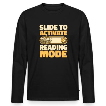 Schieben Sie, um den Lesemodus „Universitätsrecht“ zu aktivieren - Männer Premium Bio Langarmshirt - Schwarz - Vorne - Nico (187cm)