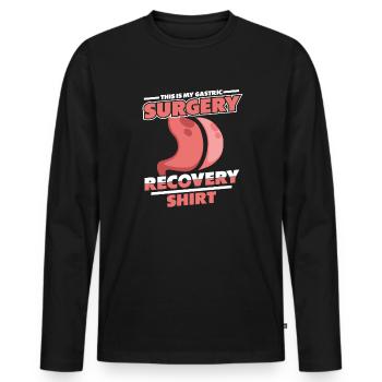 This Is My Gastric Surgery Recovery Clothing - Men's Premium Organic Long Sleeve Shirt - black - Front - Nico (187cm)