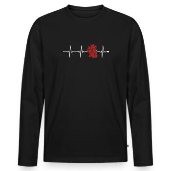Heart Surgery Heartbeat Catheter Survivor Open - Men's Premium Organic Long Sleeve Shirt - black - Front - Nico (187cm)