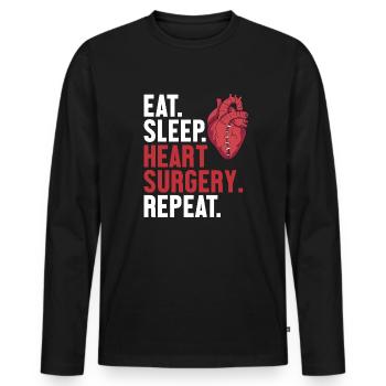 Eat Sleep Herzchirurgie Katheter öffnen - Männer Premium Bio Langarmshirt - Schwarz - Vorne - Nico (187cm)