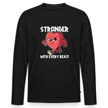Stronger With Every Beat Pacemakers Open Heart - Men's Premium Organic Long Sleeve Shirt - black - Front - Nico (187cm)