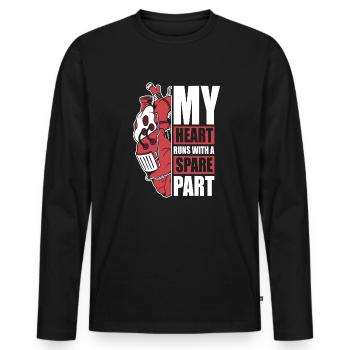 My Heart Runs With A Spare Part Catheter Open - Men's Premium Organic Long Sleeve Shirt - black - Front - Nico (187cm)