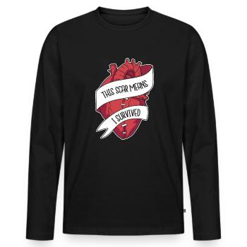 This Scar Means I Survived Transplant Open Heart - Men's Premium Organic Long Sleeve Shirt - black - Front - Nico (187cm)