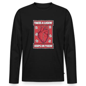 Nimmt ein Lecken und hält den Tickin-Katheter offen - Männer Premium Bio Langarmshirt - Schwarz - Vorne - Nico (187cm)