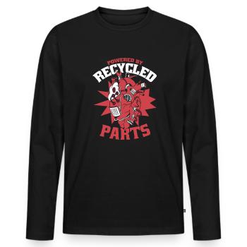 Powered By Recycled Parts Transplant Open Heart - Men's Premium Organic Long Sleeve Shirt - black - Front - Nico (187cm)