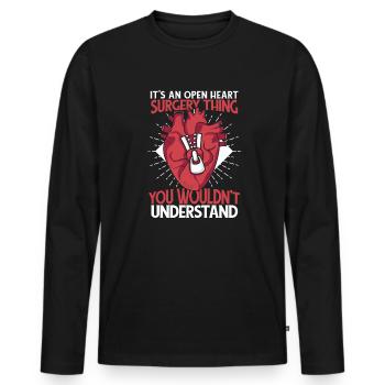 Es ist eine Sache für eine Operation am offenen Herzen, Katheter offen - Männer Premium Bio Langarmshirt - Schwarz - Vorne - Nico (187cm)