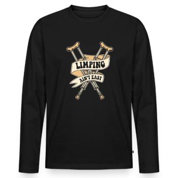 Limping Ain't Easy Broken Finger Broken Bone Bone - Men's Premium Organic Long Sleeve Shirt - black - Front - Nico (187cm)