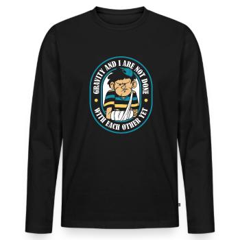 Die Schwerkraft und ich sind noch nicht fertig gebrochener Knochenchirurg - Männer Premium Bio Langarmshirt - Schwarz - Vorne - Nico (187cm)
