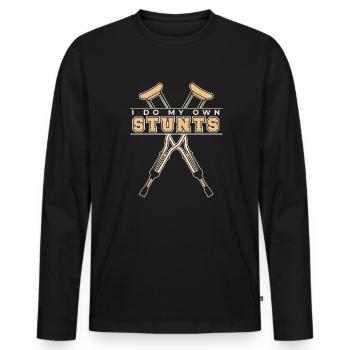 I Do My Own Stunts Broken Finger Broken Bone Bone - Men's Premium Organic Long Sleeve Shirt - black - Front - Nico (187cm)