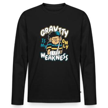 La gravité est ma seule faiblesse Os du doigt cassé - T-shirt manches longues Premium bio Homme - noir - Devant - Nico (187cm)