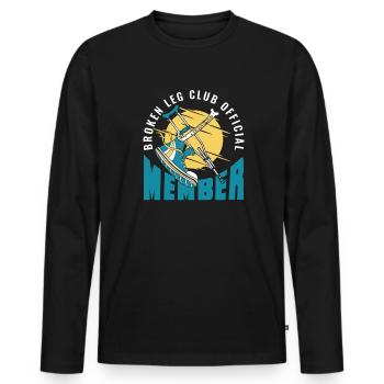 Broken Leg Club Official Member Broken Bone Bone - Men's Premium Organic Long Sleeve Shirt - black - Front - Nico (187cm)