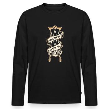 Officiellement, sur ma dernière jambe, os cassé de chirurgien, os - T-shirt manches longues Premium bio Homme - noir - Devant - Nico (187cm)