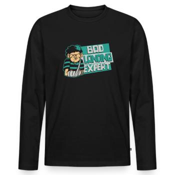 Bad Landing Expert Broken Finger Broken Bone Bone - Men's Premium Organic Long Sleeve Shirt - black - Front - Nico (187cm)
