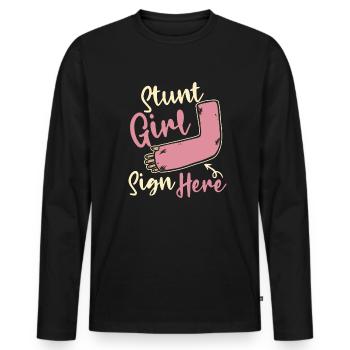 Cascadeur fille signe ici os cassé doigt cassé - T-shirt manches longues Premium bio Homme - noir - Devant - Nico (187cm)