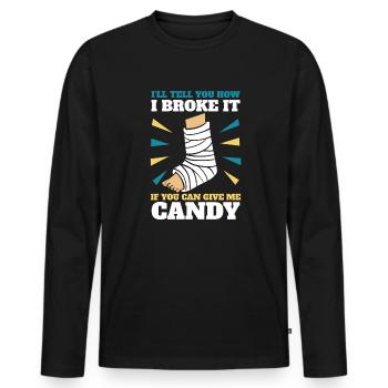 Je vais vous dire comment je l’ai brisé Os cassé - T-shirt manches longues Premium bio Homme - noir - Devant - Nico (187cm)