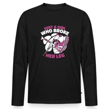 Juste une fille qui s’est cassé la jambe os cassé os - T-shirt manches longues Premium bio Homme - noir - Devant - Nico (187cm)
