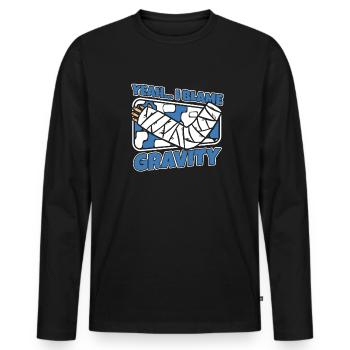I Blame Gravity Broken Bone Broken Finger Bone - Men's Premium Organic Long Sleeve Shirt - black - Front - Nico (187cm)