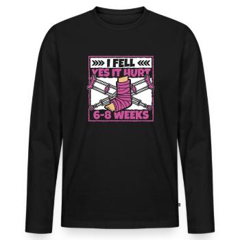 Ich fiel, ja, es tat weh, gebrochener Arm, Bein, gebrochener Knochen - Männer Premium Bio Langarmshirt - Schwarz - Vorne - Nico (187cm)